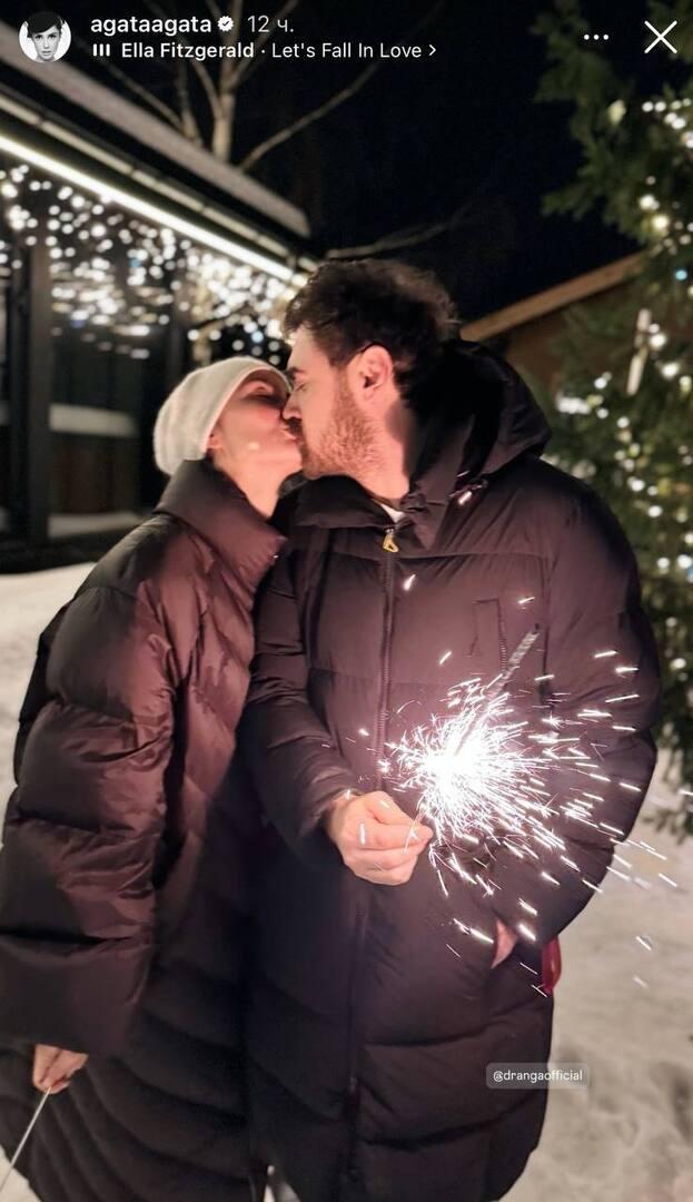 Агата Муцениеце публично поцеловала Петра Дрангу, подтвердив слухи о романе