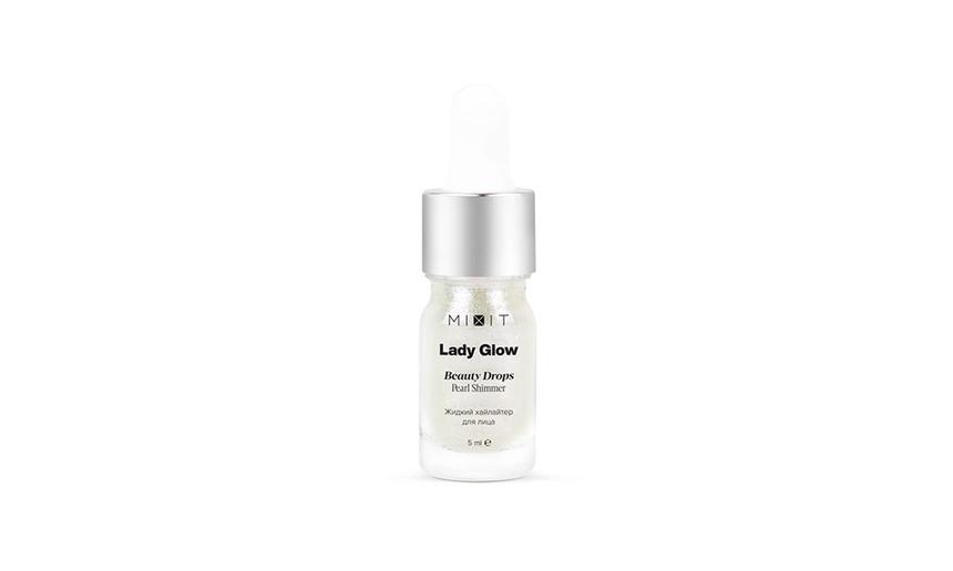 Жидкий хайлайтер для лица с жемчужным сиянием Lady Glow Beauty Drops от MIXIT
