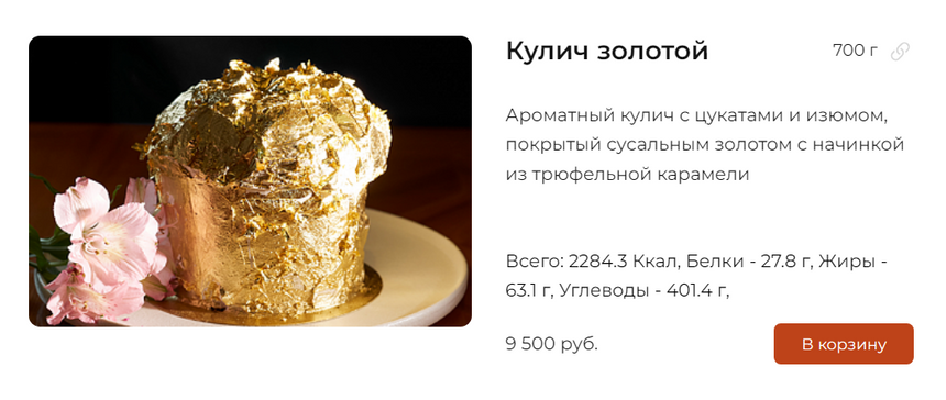 С сусальным золотом: раскрыта стоимость самых дорогих пасхальных куличей в России