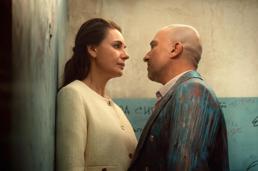 Любовь Толкалина и Дмитрий Нагиев на съемках сериала «Санкционер»